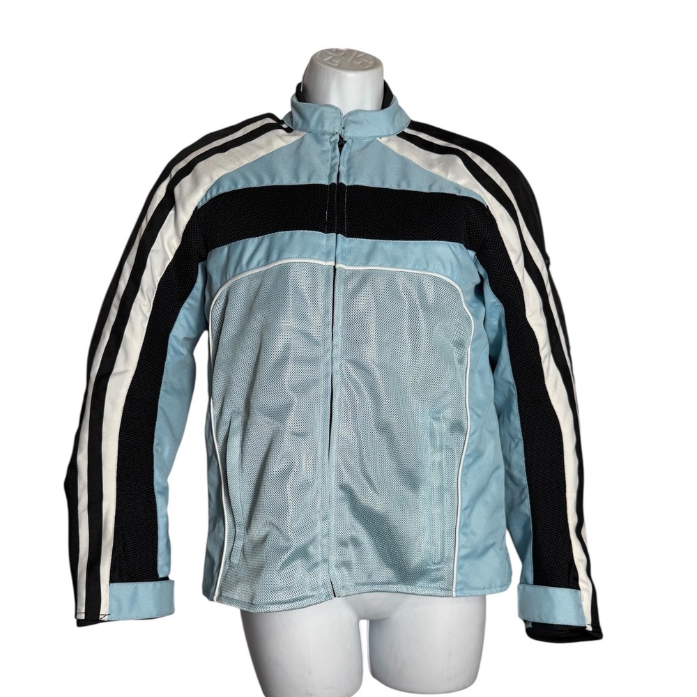BILT Women's Motorcycle Jacket Size XS Blue &‎ White Mesh Padded PERFECT 🩵